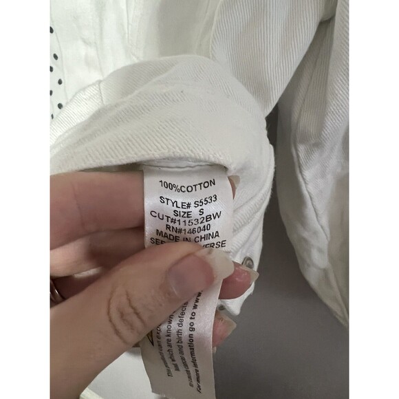 ASOS Signature 8 White and Black Polka Dot Denim Jacket S - Picture 5 of 5